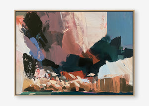 Beneath the Cliffs (Landscape) - Canvas Box Framed Oak - SubTropic Art