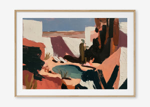 Desert Hideaway (Landscape) - Print Framed with Border Oak - SubTropic Art