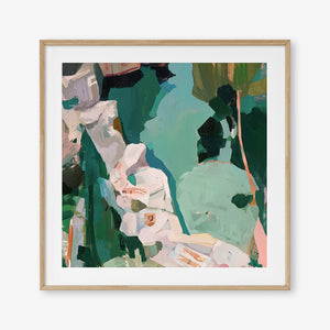 Rockpool Reverie (Square) - Print Framed with Border Oak - SubTropic Art
