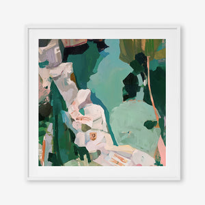 Rockpool Reverie (Square) - Print Framed with Border White - SubTropic Art
