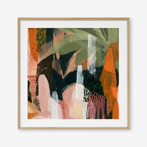 Untamed Paradise (Square) - Print Framed with Border Oak - SubTropic Art