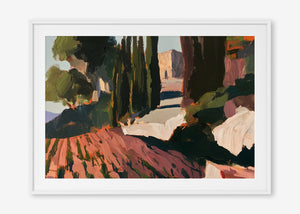 Vineyard Days (Landscape) - Print Framed with Border White - SubTropic Art