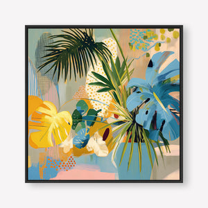 Botanic Blissfulness (Square) - Canvas Box Framed Black - SubTropic Art