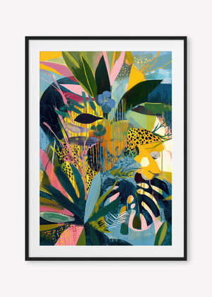 Crouching Tiger (Portrait) - Print Framed with Border Black - SubTropic Art