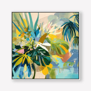 Jungle Reverie (Square) - Canvas Box Framed White - SubTropic Art