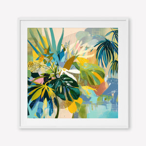 Jungle Reverie (Square) - Print Framed with Border White - SubTropic Art