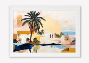 Morning Oasis (Landscape) - Print Framed with Border White - SubTropic Art