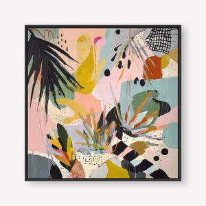 Pastel Pop (Square) - Canvas Box Framed Black - SubTropic Art