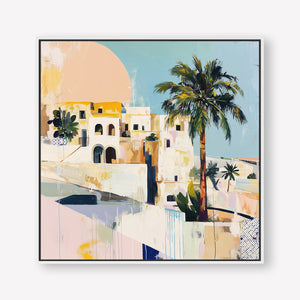 Sunset Shore (Square) - Canvas Box Framed White - SubTropic Art