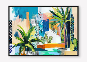 Tropical Cityscape (Landscape) - Canvas Box Framed Black - SubTropic Art
