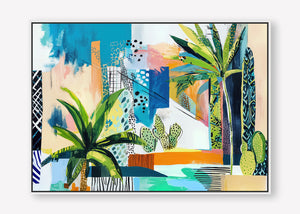 Tropical Cityscape (Landscape) - Canvas Box Framed White - SubTropic Art