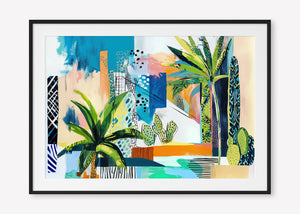 Tropical Cityscape (Landscape) - Print Framed with Border Black - SubTropic Art