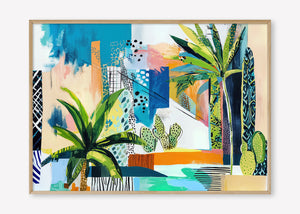 Tropical Cityscape (Landscape) - Print Framed Oak - SubTropic Art