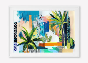 Tropical Cityscape (Landscape) - Print Framed with Border White - SubTropic Art