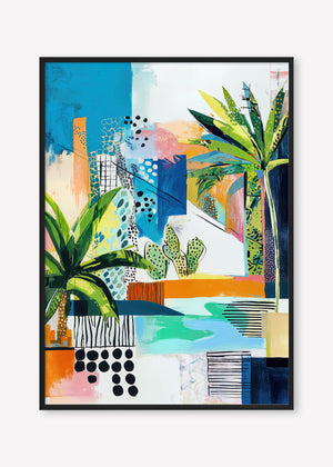 Tropical Cityscape (Portrait) - Print Framed Black - SubTropic Art
