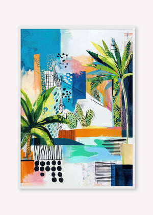 Tropical Cityscape (Portrait) - Print Framed White - SubTropic Art