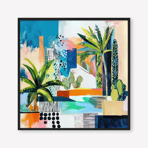 Tropical Cityscape (Square) - Print Framed Black - SubTropic Art