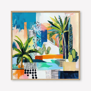Tropical Cityscape (Square) - Print Framed Oak - SubTropic Art