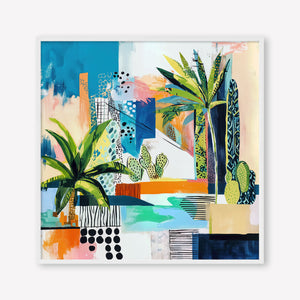 Tropical Cityscape (Square) - Print Framed White - SubTropic Art