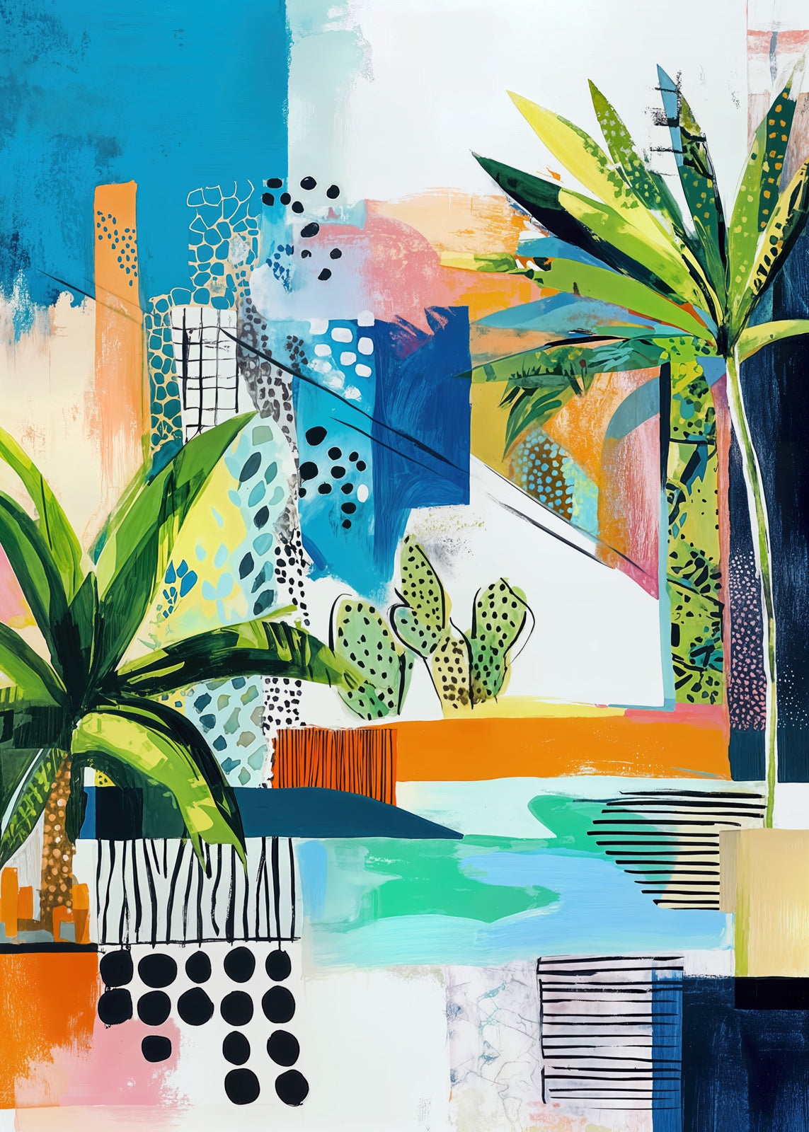 Tropical Cityscape (Portrait) - Print Unframed No frame - SubTropic Art