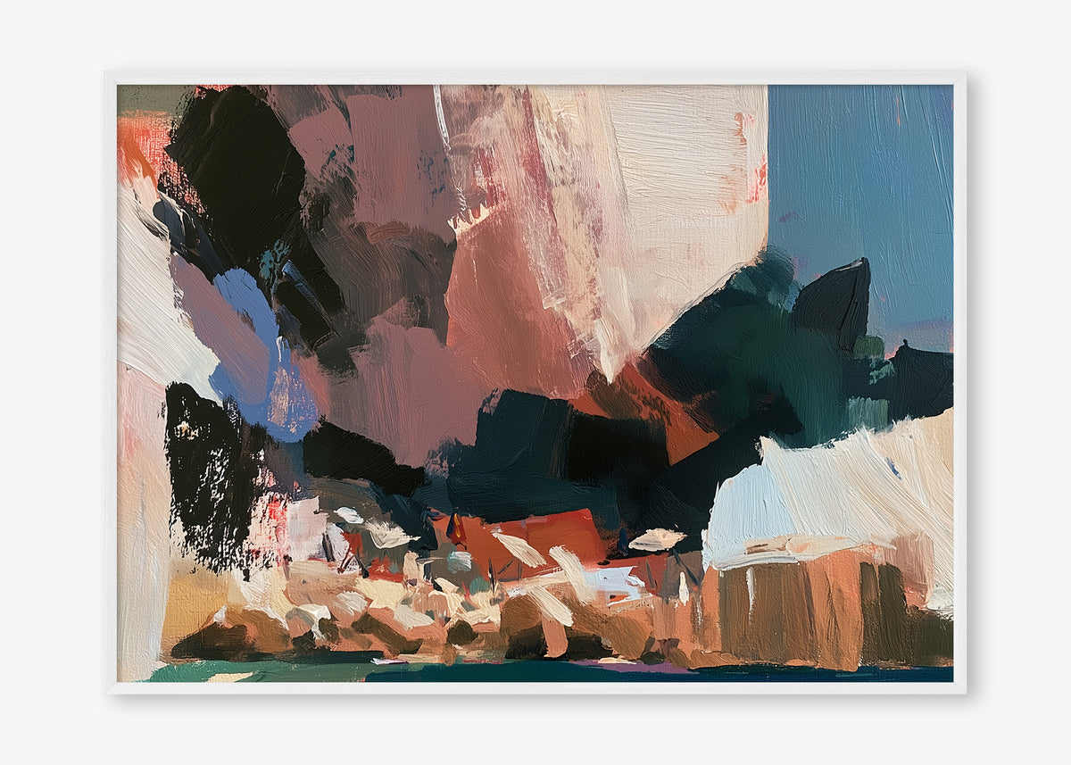 Beneath the Cliffs (Landscape) - Print Framed White - SubTropic Art