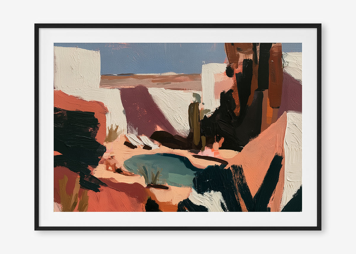 Desert Hideaway (Landscape) - Print Framed with Border Black - SubTropic Art