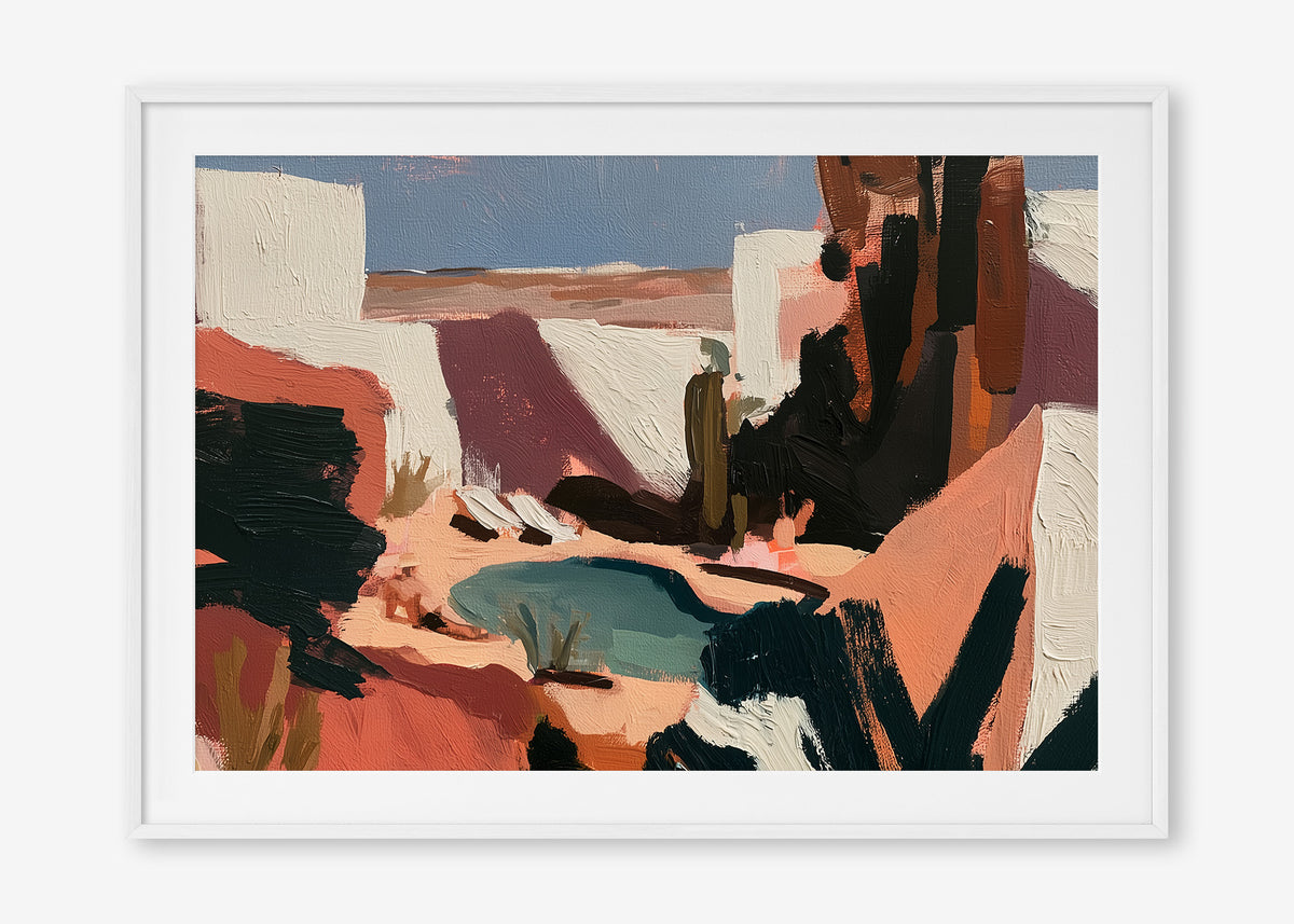 Desert Hideaway (Landscape) - Print Framed with Border White - SubTropic Art