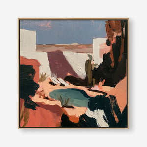 Desert Hideaway (Square) - Canvas Box Framed Oak - SubTropic Art