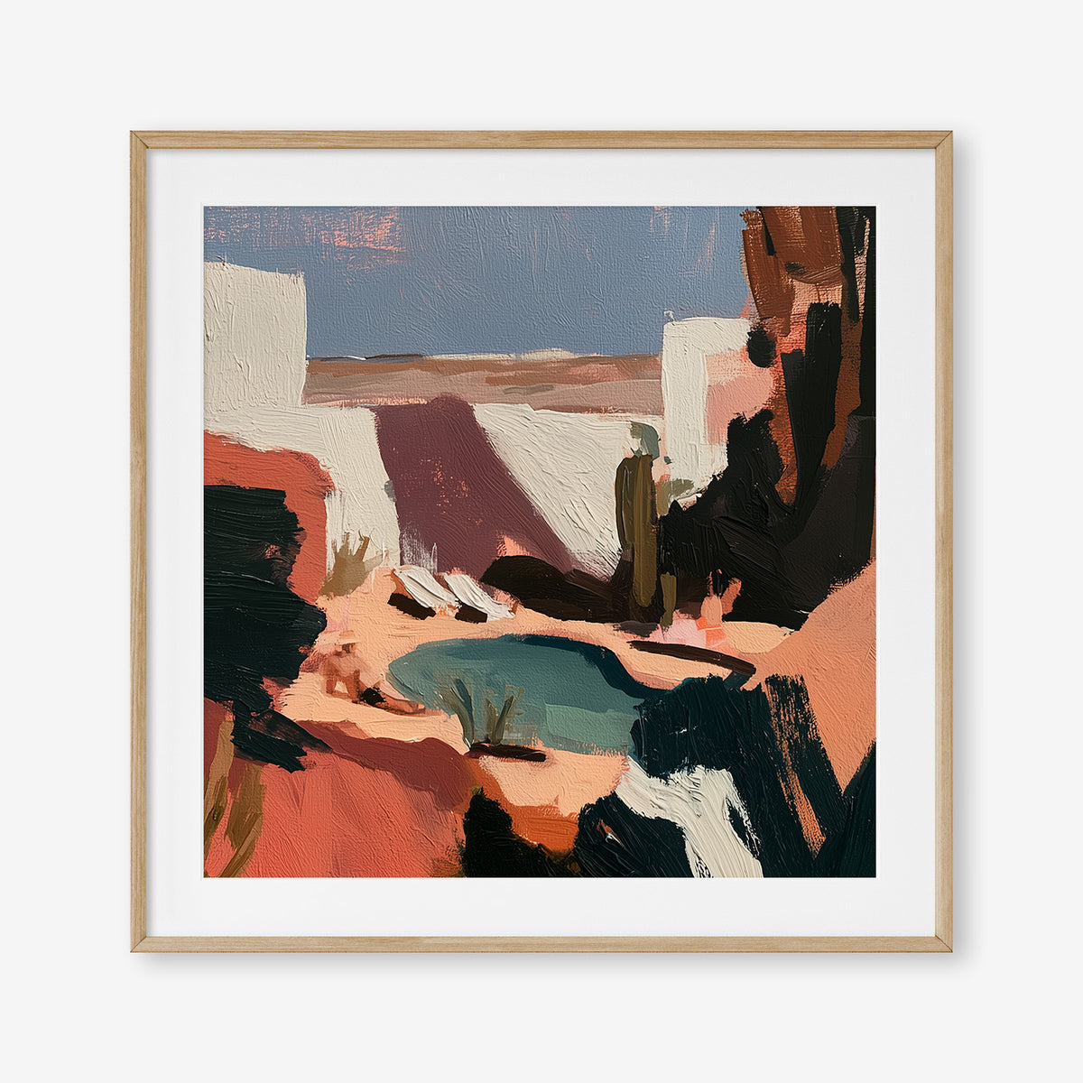 Desert Hideaway (Square) - Print Framed with Border Oak - SubTropic Art