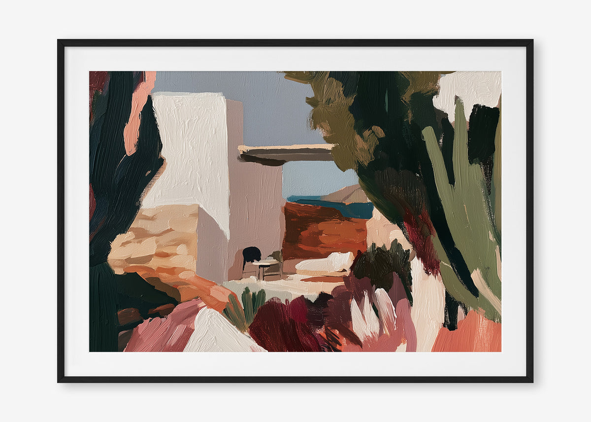 Mediterranean Moments (Landscape) - Print Framed with Border Black - SubTropic Art
