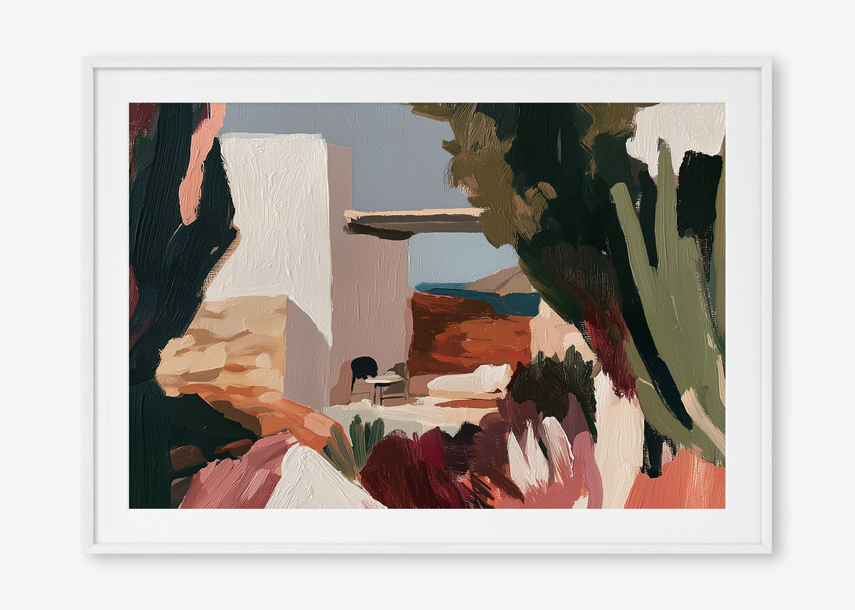 Mediterranean Moments (Landscape) - Print Framed with Border White - SubTropic Art
