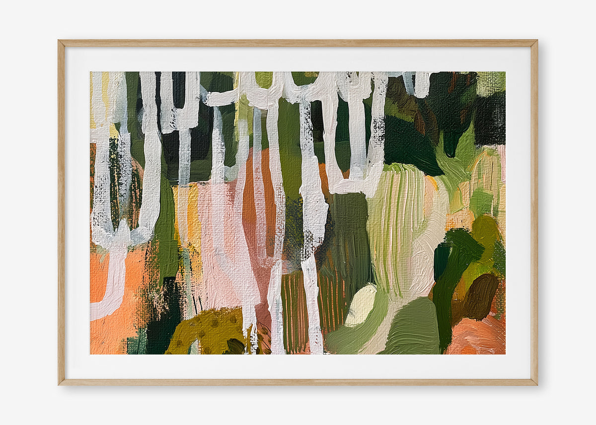 Nature Intertwined (Landscape) - Print Framed with Border Oak - SubTropic Art