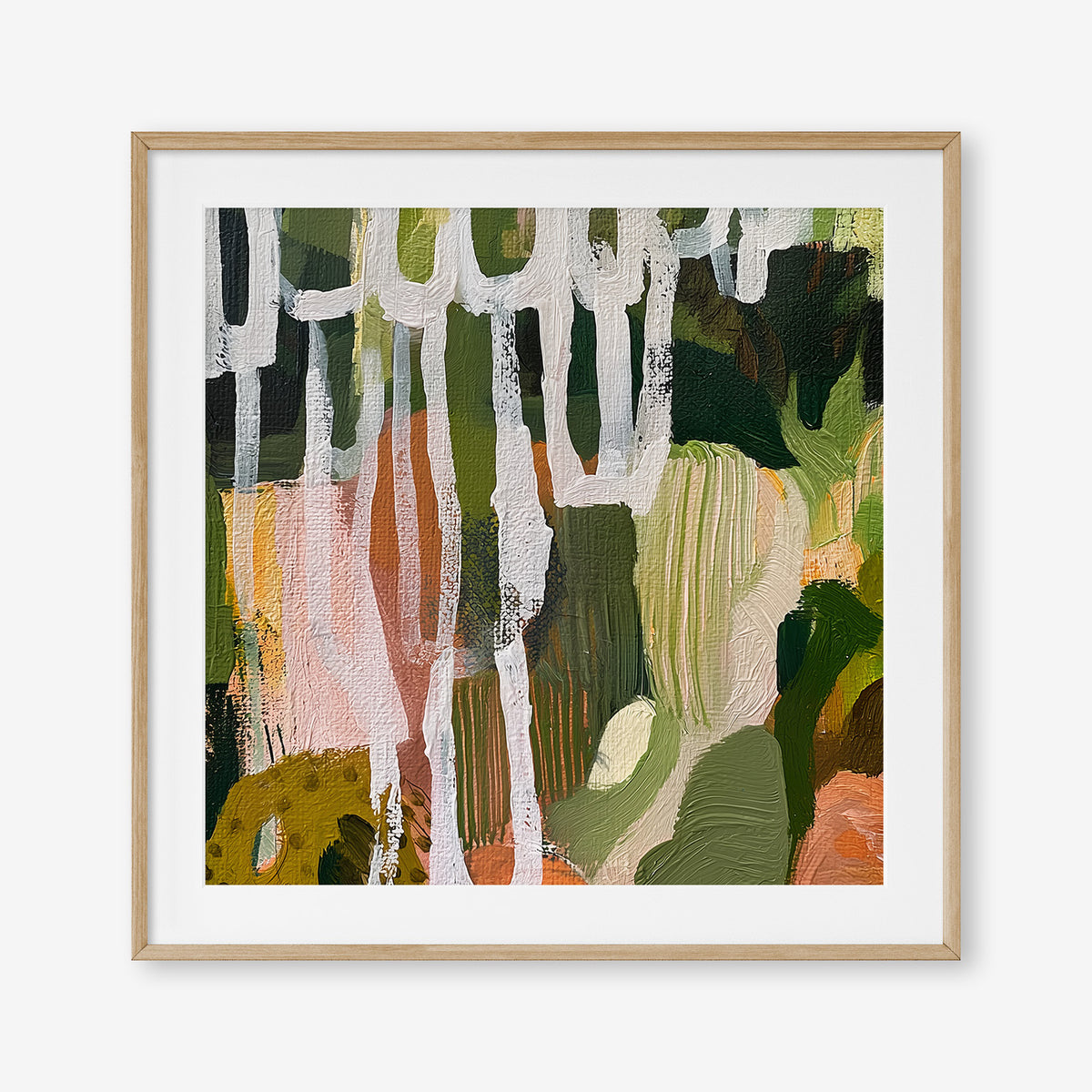 Nature Intertwined (Square) - Print Framed with Border Oak - SubTropic Art