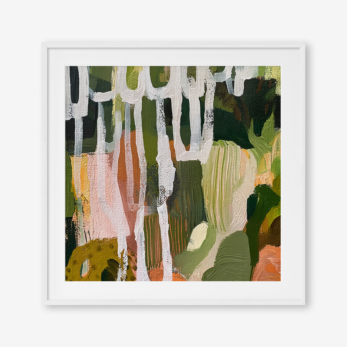 Nature Intertwined (Square) - Print Framed with Border White - SubTropic Art