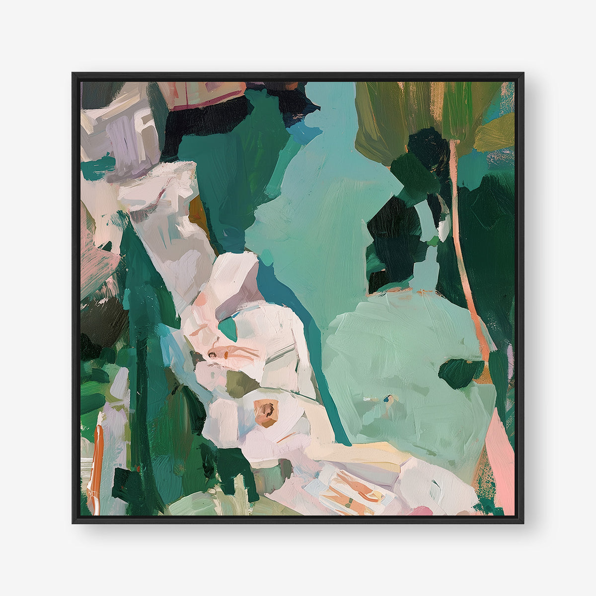 Rockpool Reverie (Square) - Canvas Box Framed Black - SubTropic Art