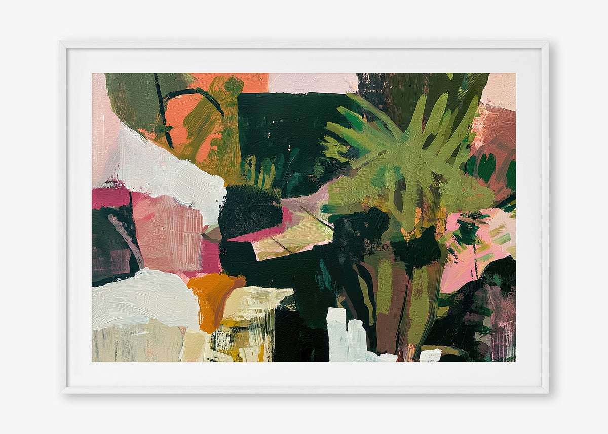 Tropical Daydream (Landscape) - Print Framed with Border White - SubTropic Art