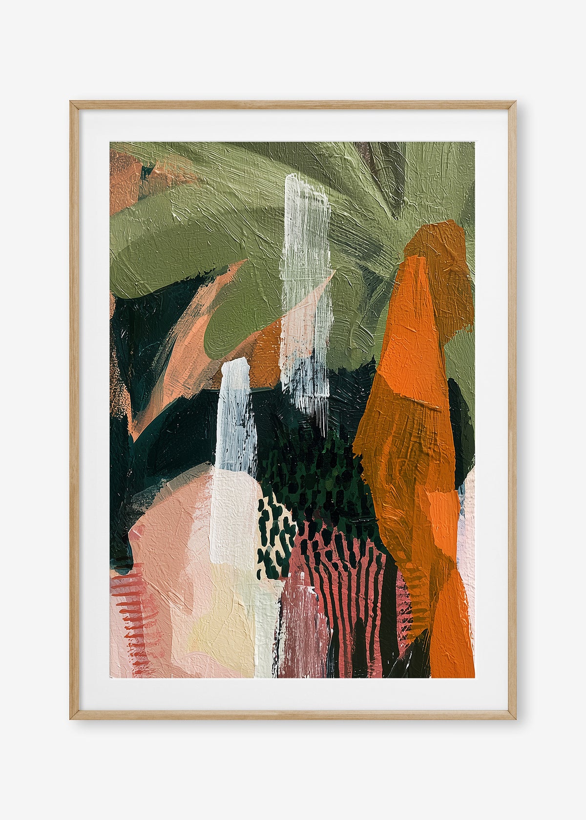 Untamed Paradise (Portrait) - Print Framed with Border Oak - SubTropic Art