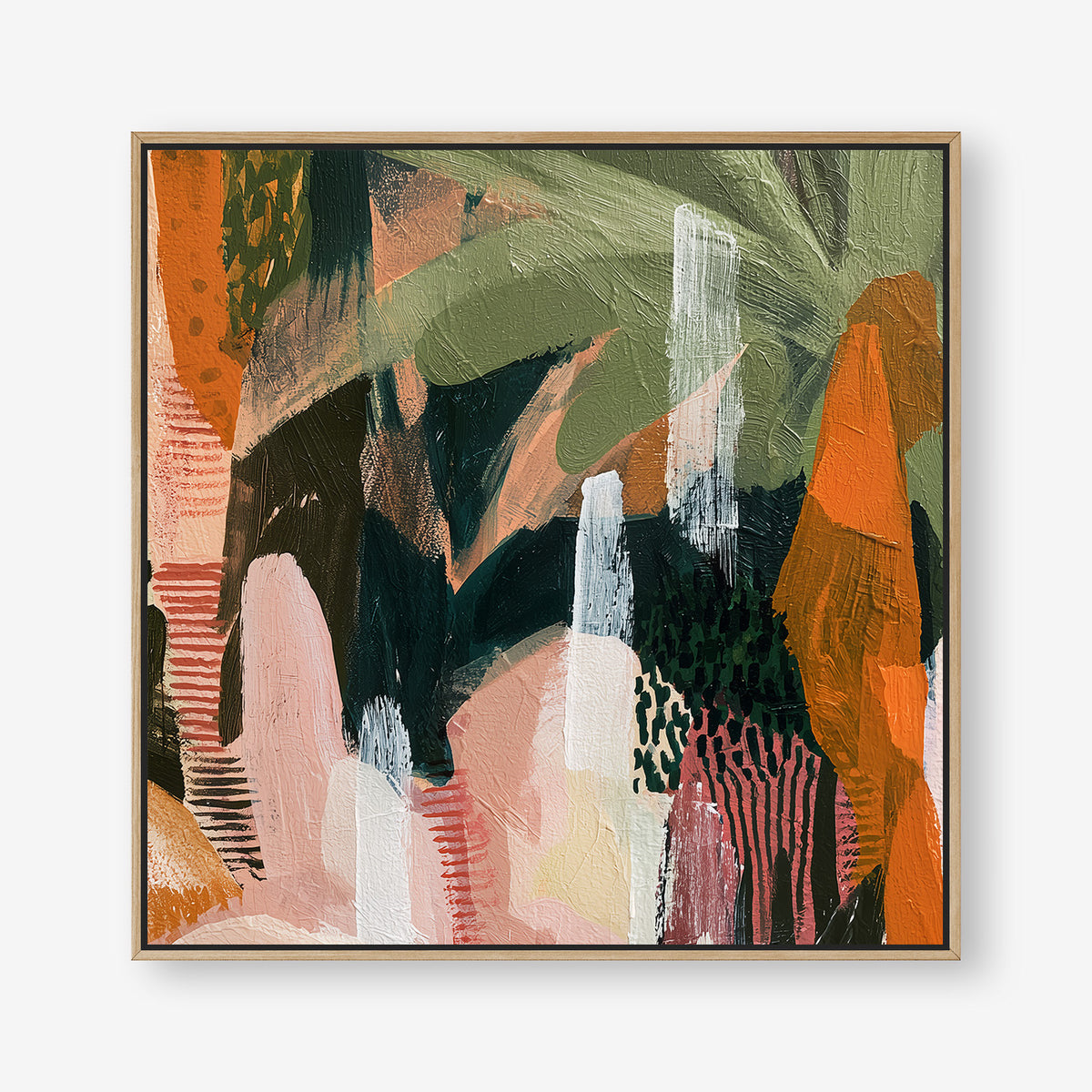 Untamed Paradise (Square) - Canvas Box Framed Oak - SubTropic Art