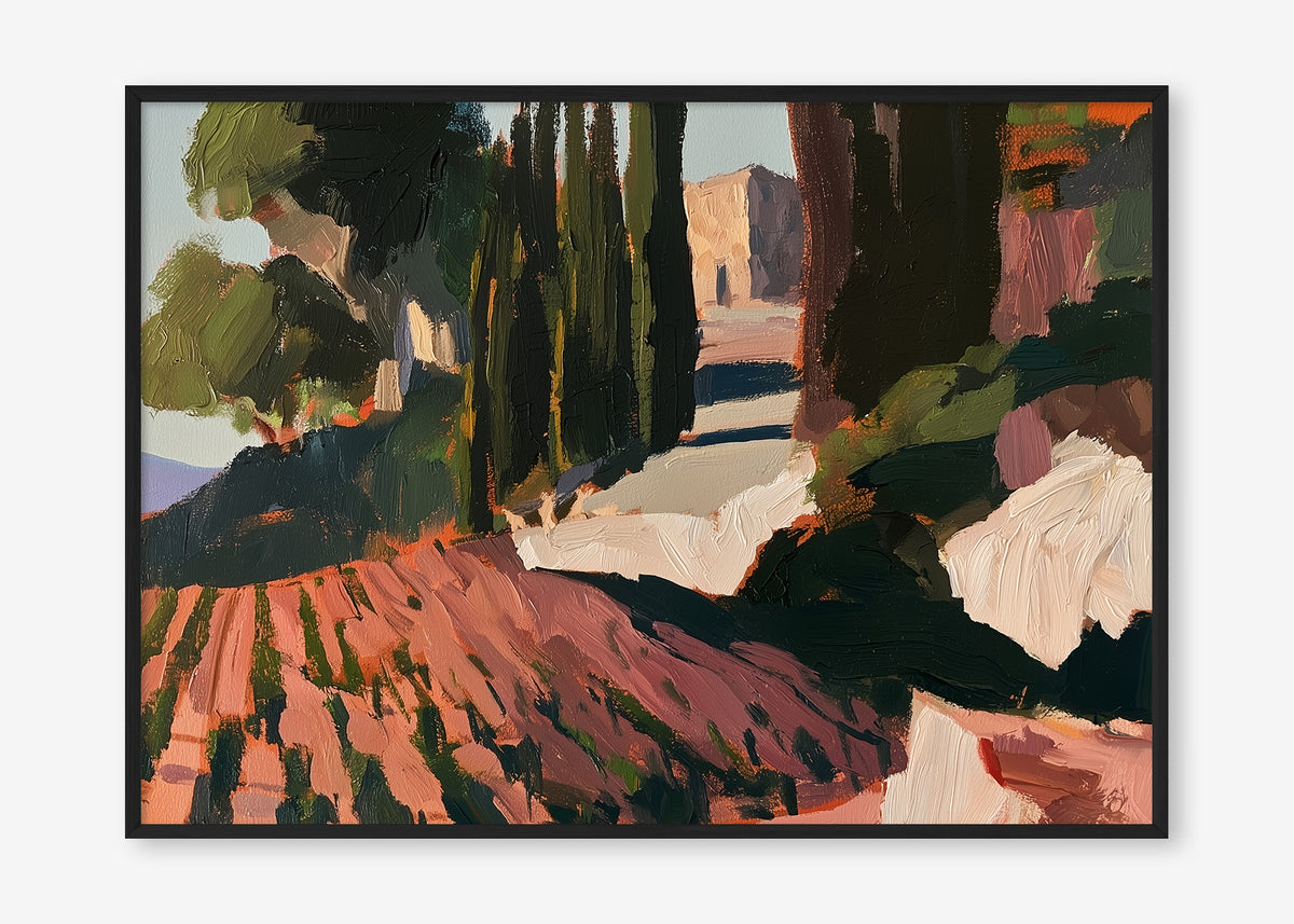 Vineyard Days (Landscape) - Print Framed Black - SubTropic Art