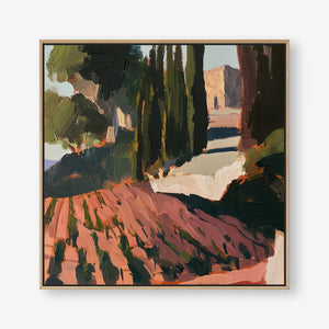 Vineyard Days (Square) - Canvas Box Framed Oak - SubTropic Art