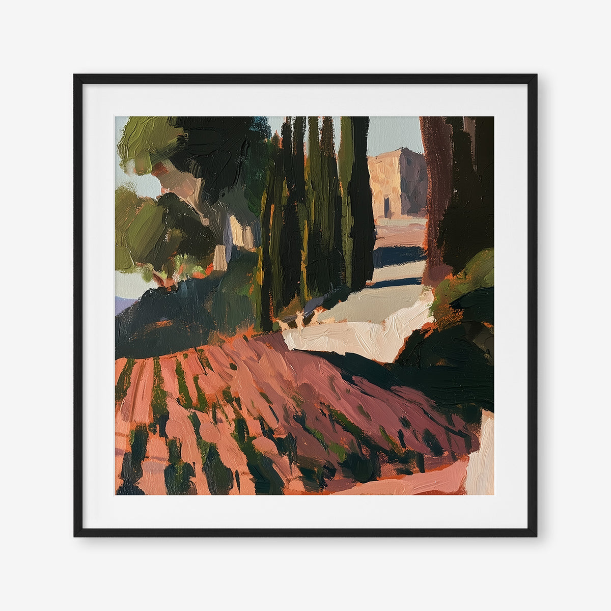 Vineyard Days (Square) - Print Framed with Border Black - SubTropic Art