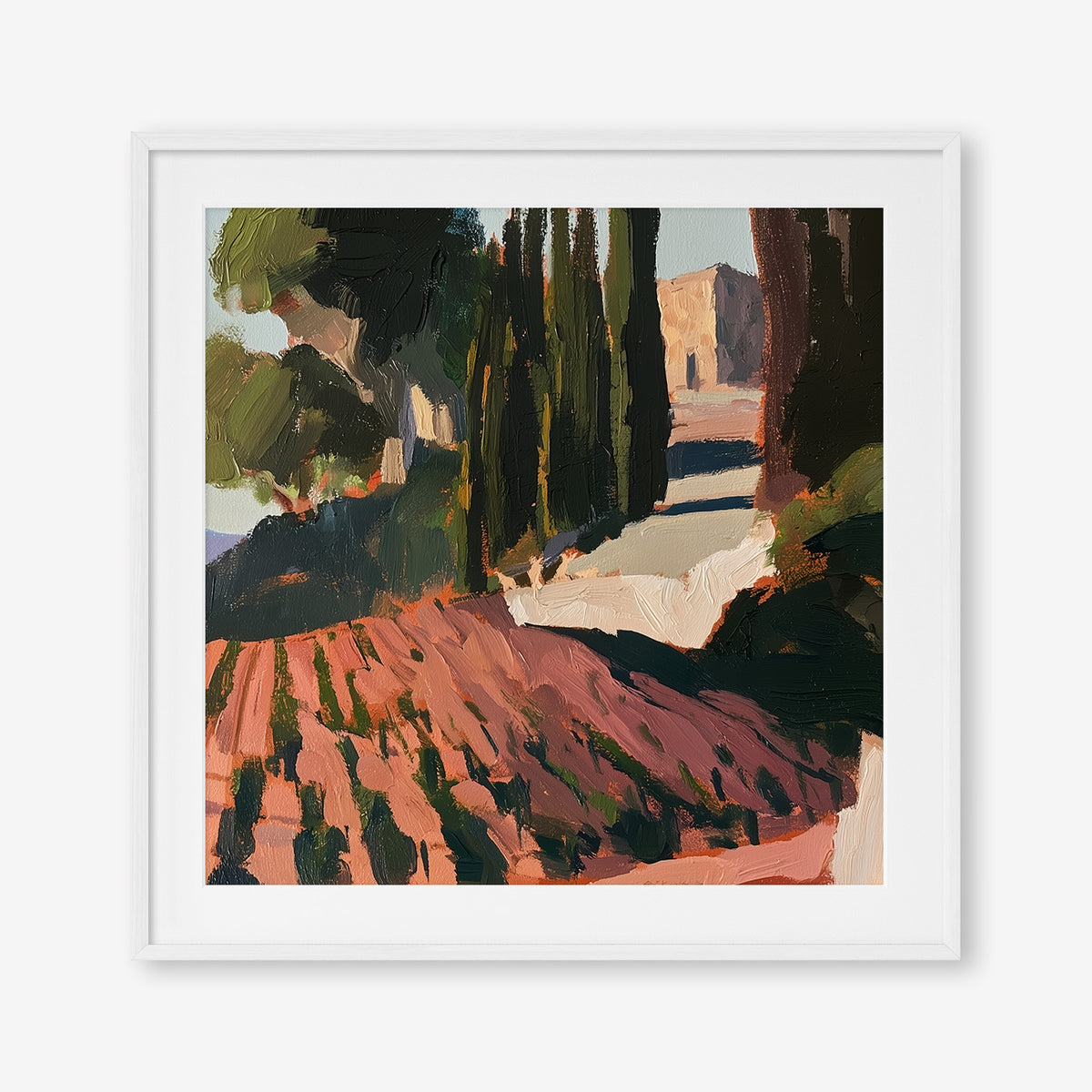 Vineyard Days (Square) - Print Framed with Border White - SubTropic Art