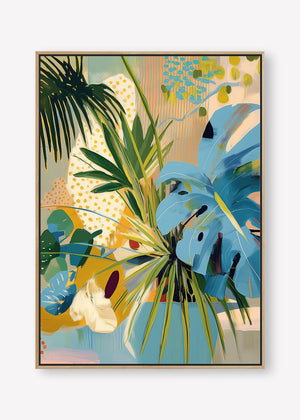 Botanic Blissfulness (Portrait) - Canvas Box Framed Oak - SubTropic Art