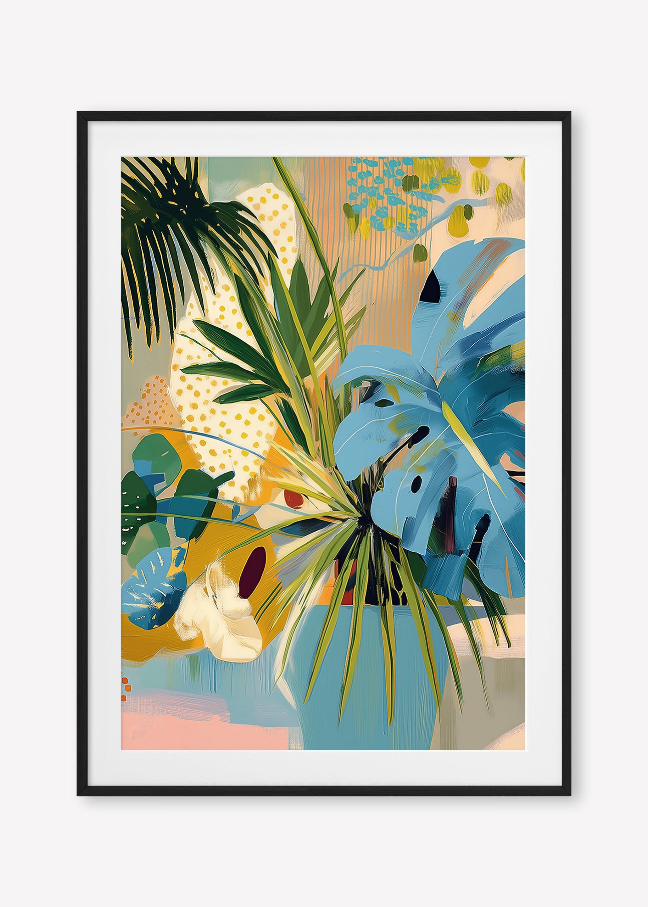 Botanic Blissfulness (Portrait) - Print Framed with Border Black - SubTropic Art