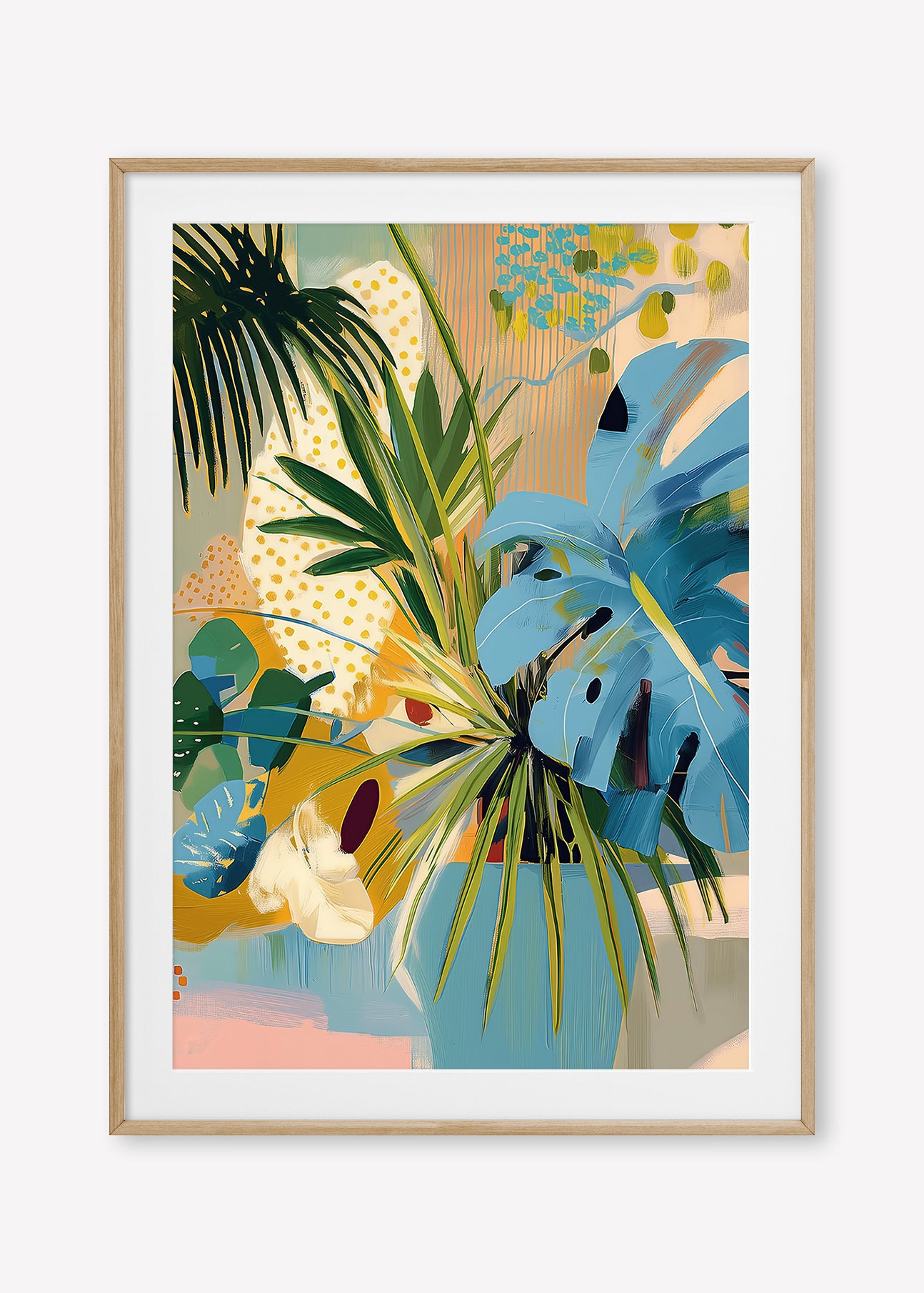 Botanic Blissfulness (Portrait) - Print Framed with Border Oak - SubTropic Art