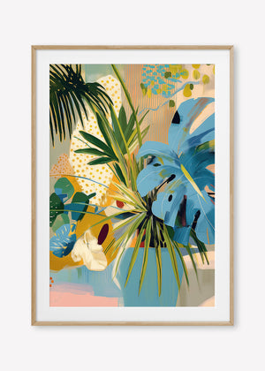 Botanic Blissfulness (Portrait) - Print Framed with Border Oak - SubTropic Art