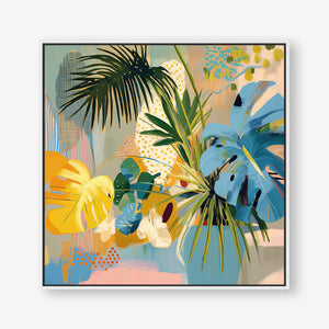 Botanic Blissfulness (Square) - Canvas Box Framed White - SubTropic Art