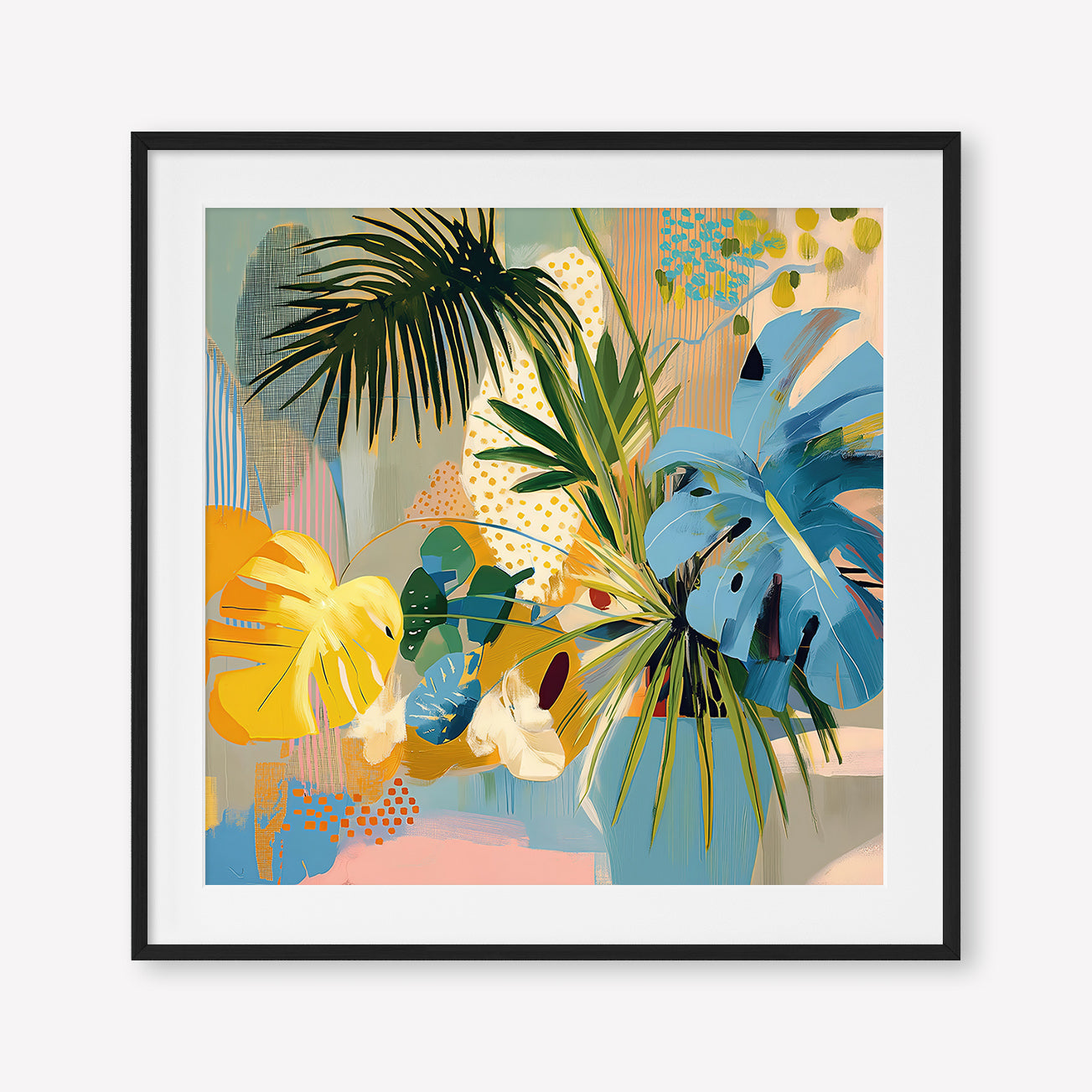 Botanic Blissfulness (Square) - Print Framed with Border Black - SubTropic Art