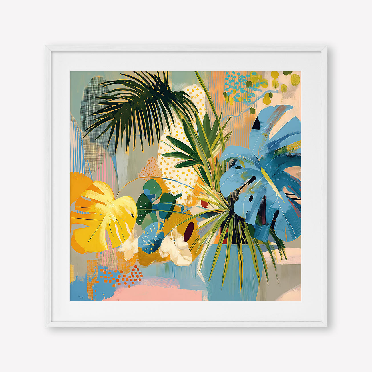 Botanic Blissfulness (Square) - Print Framed with Border White - SubTropic Art