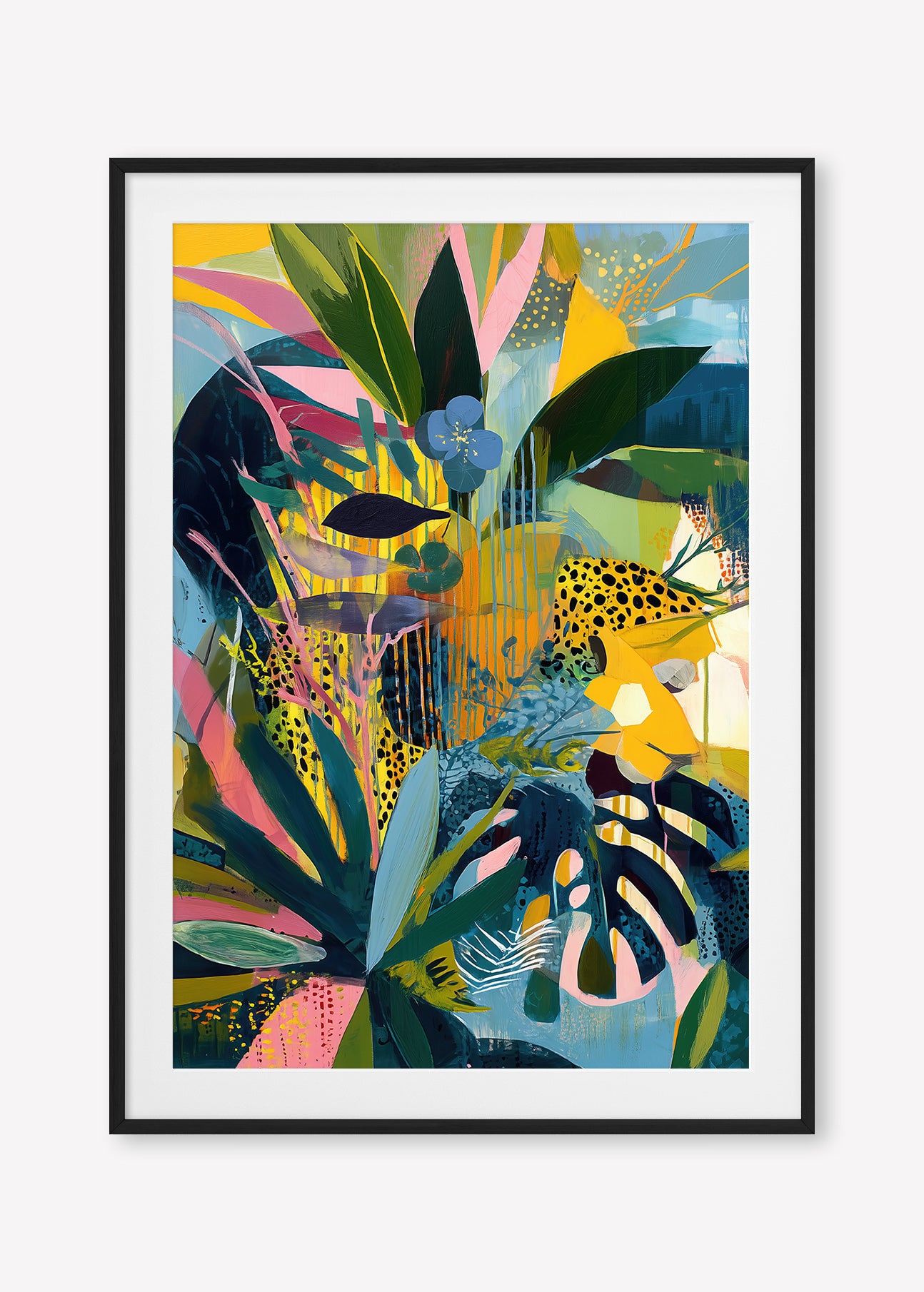 Crouching Tiger (Portrait) - Print Framed with Border Black - SubTropic Art